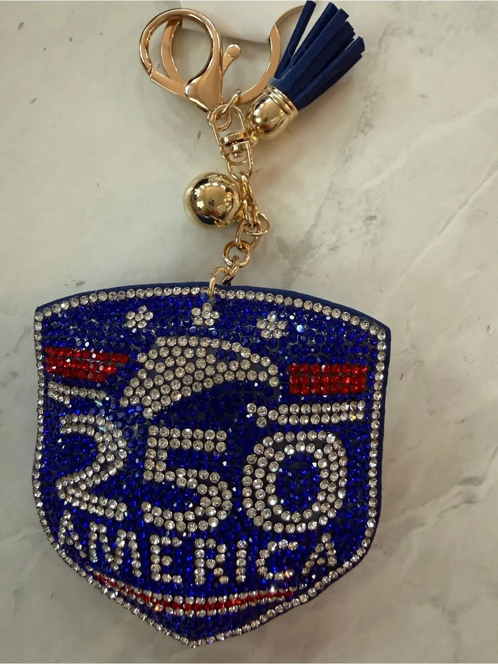 🔑 NWT America 250 Semi/Quincentennial Patriotic Bling Puffy Keychain Bag Charm